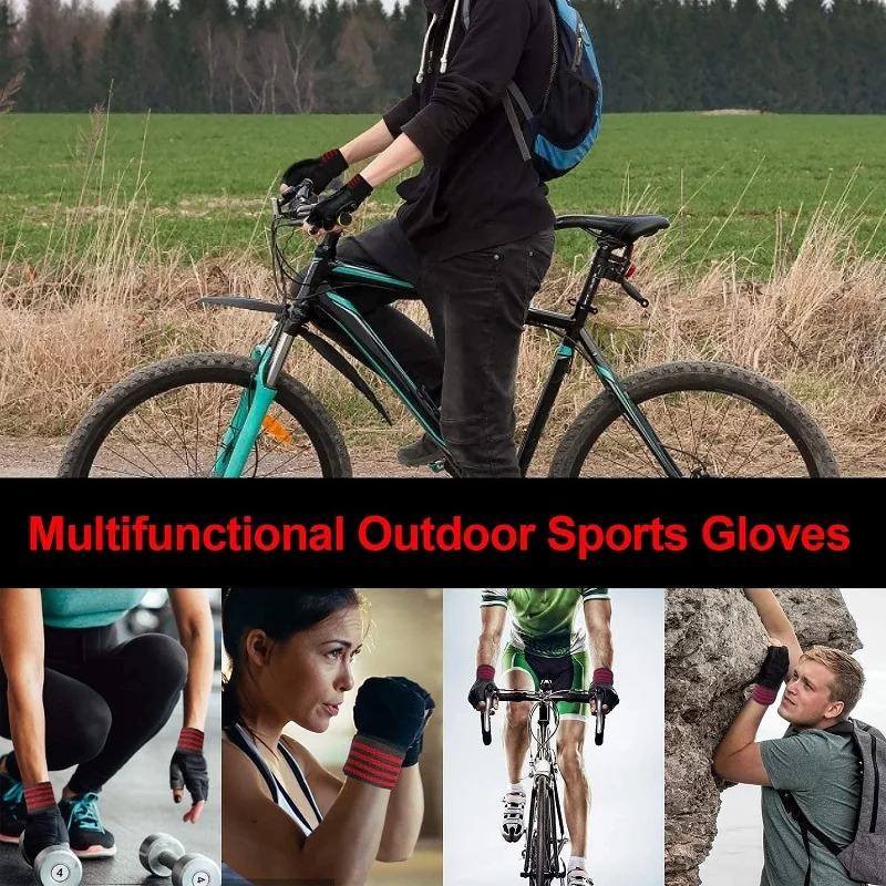 

Cycling Gloves MTB Road Gloves Mountain Bike Half Finger Gloves Men Summer Bicycle Gym Fitness Non-slip Sports Gloves