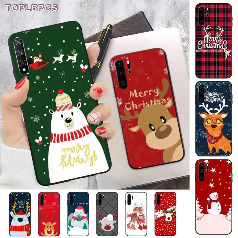 Мягкий чехол для телефона с изображением рождественского оленя huawei P8 P9 p10 p20 P30 P40
