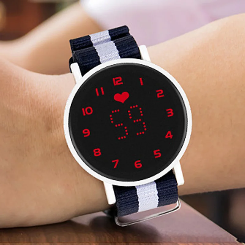 

2021 New Fashion Color Nylon Band Watch Women Touch Srceen Watches Women Led Digital Watches Electronic Wristwatches Ladies
