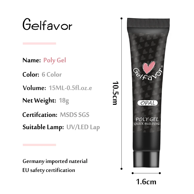 

Gelfavor Poly Kit Gel For Extension Manicure Set Semi Permanent French Brush Soak Off Nail Art Quick Building Gel Polish Set