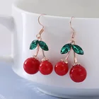 Популярные Красные вишневые серьги-подвески с фруктами свежие вишневые серьги женские модные Молодежные красивые девушки Студенческие серьги для женщин