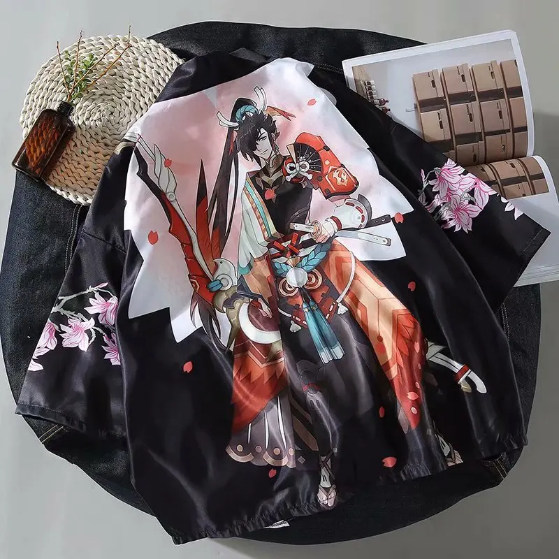 

Kimono Cardigan Men Japanese Kimono Traditional Beach Thin Holiday Kimono Cosplay Costume Print Yukata Male Fashion Casual Shirt