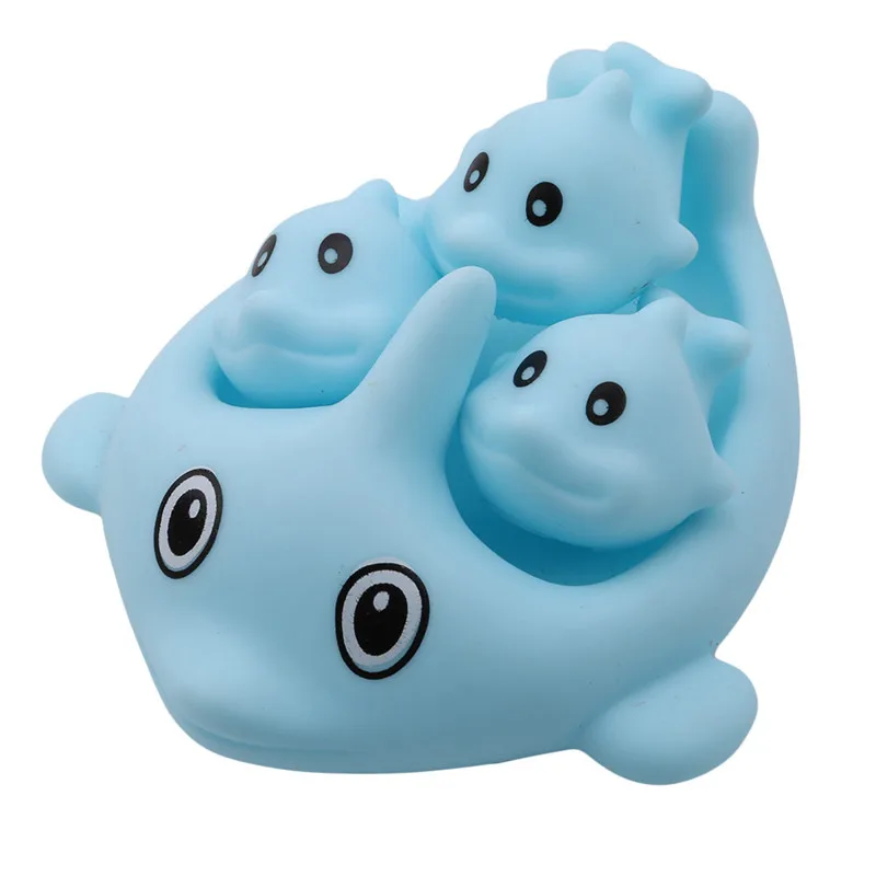 4pcs Dolphin Lovely Baby Bath Toys Water Spraying Squeeze Dabbling Kids Float Tub Rubber Bathroom Play Animals | Игрушки и хобби