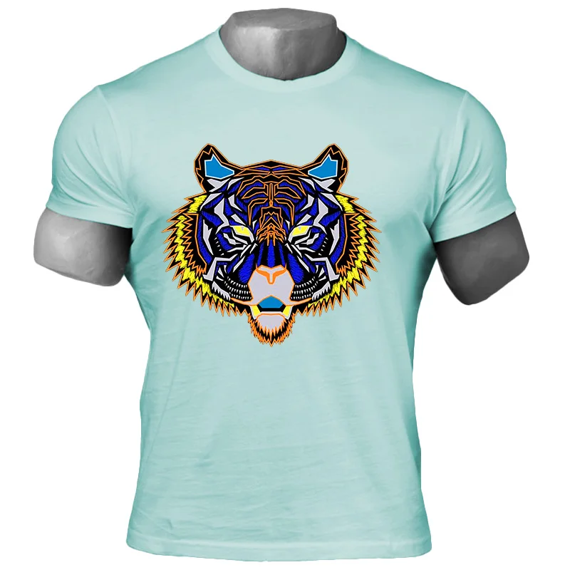 

men T Shirt Summer Print Tiger T-shirt adult Funny Harajuku Fashion Top Cool Animal tops Cartoon 100%cotton Short sleeve clothes