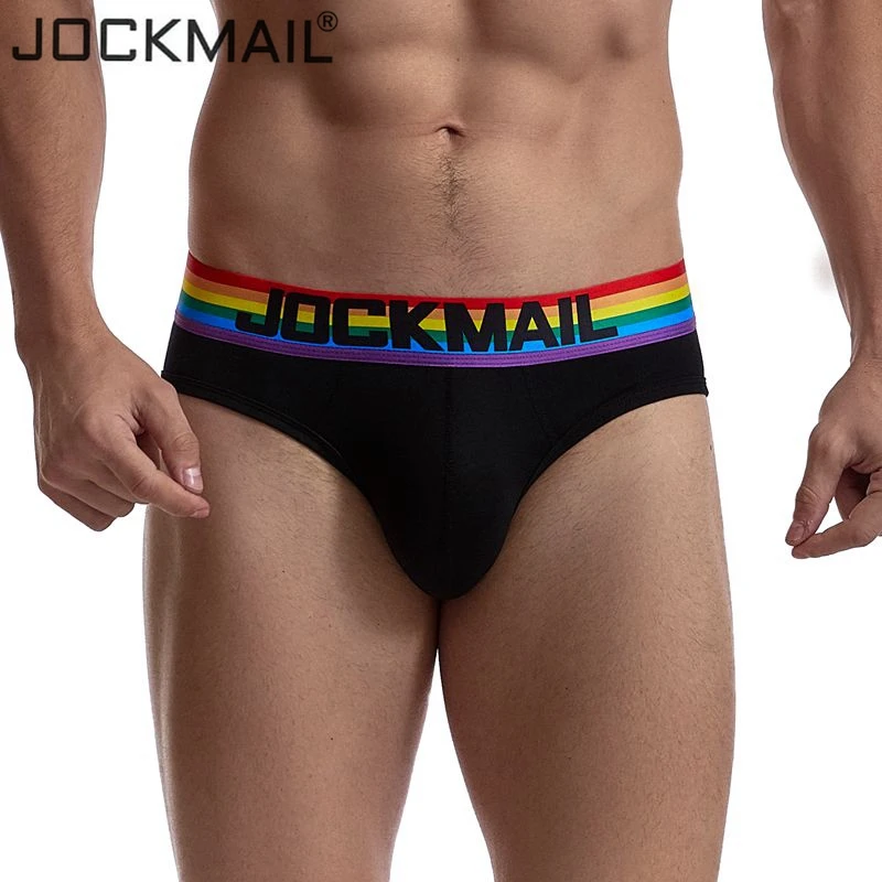 Трусы-брифы JOCKMAIL мужские дышащие удобные трусы в радужную полоску нижнее белье
