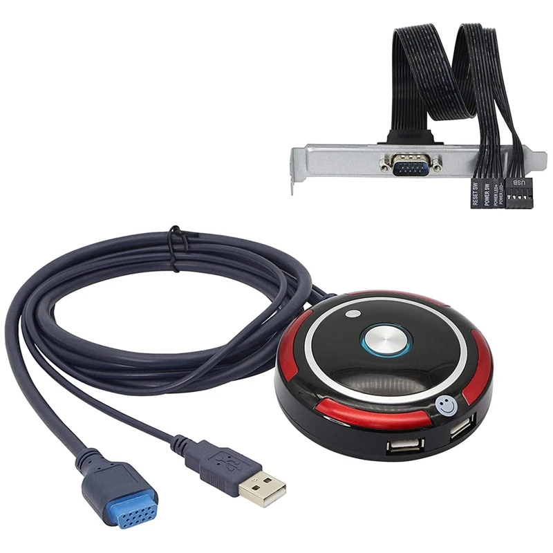 

Внешняя кнопка питания компьютера чехол компьютера переключатель сброса с 2 портами USB и аудиокабелем длина 110 см