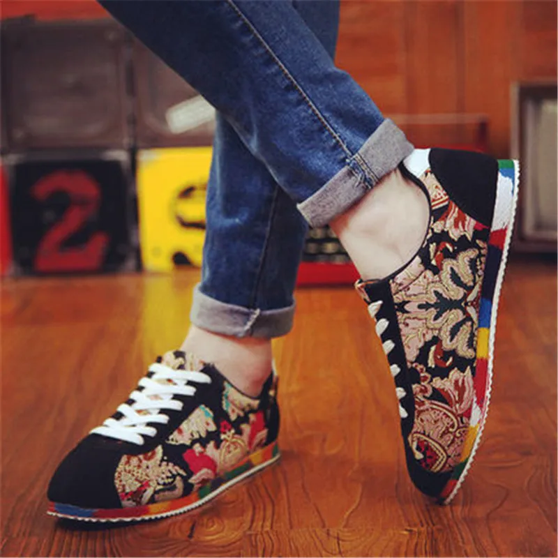 Летняя Тканевая обувь для мужчин Лоферы повседневные спортивные этнические