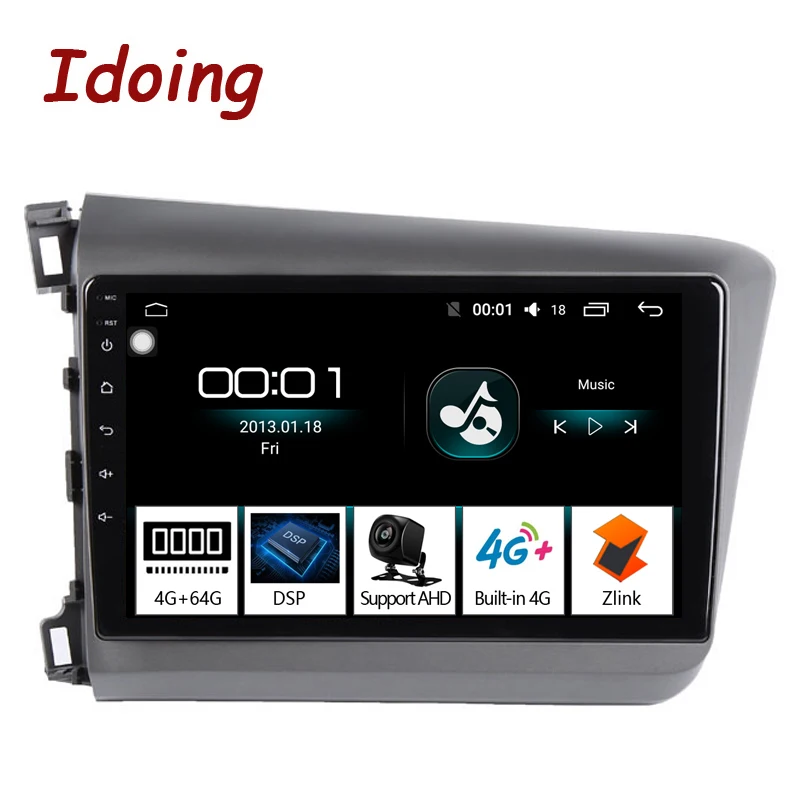 Idoing автомобильный мультимедийный плеер экран 9 дюймов 4 Гб + 64 ГБ Восьмиядерный