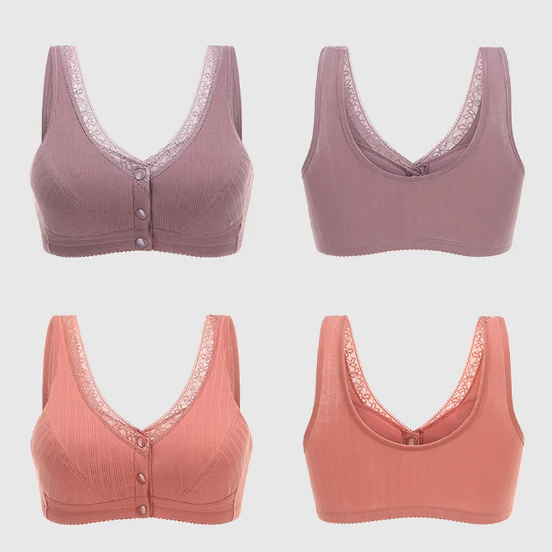 Женский бюстгальтер с застежкой спереди без косточек пуш ап полной чашкой