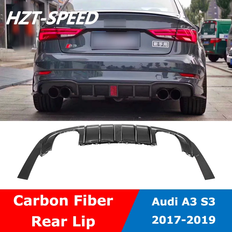 A3 S3 Carbon Fiber Rear Bumper Lip Diffuser Spoiler With LED Lights For Audi S-line 2017-2019 | Автомобили и мотоциклы