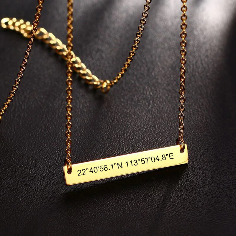 Vnox Бесплатная персонифицированная GPS координатная планка колье для женщин
