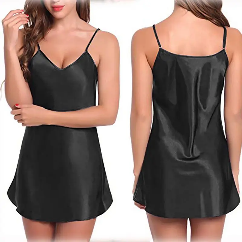 

New Sexy Women's Sleepwear Satin Set V-Neck Pyjamas Sleeveless Nightwear Trim Cami Top Sets Underwear