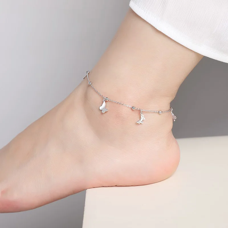Бабочка ножной браслет на ногу Серебро 925 милый серебряный ювелирных изделий S925
