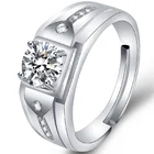 Мужское кольцо с квадратным кристаллом, открытое, свадебное, регулируемое