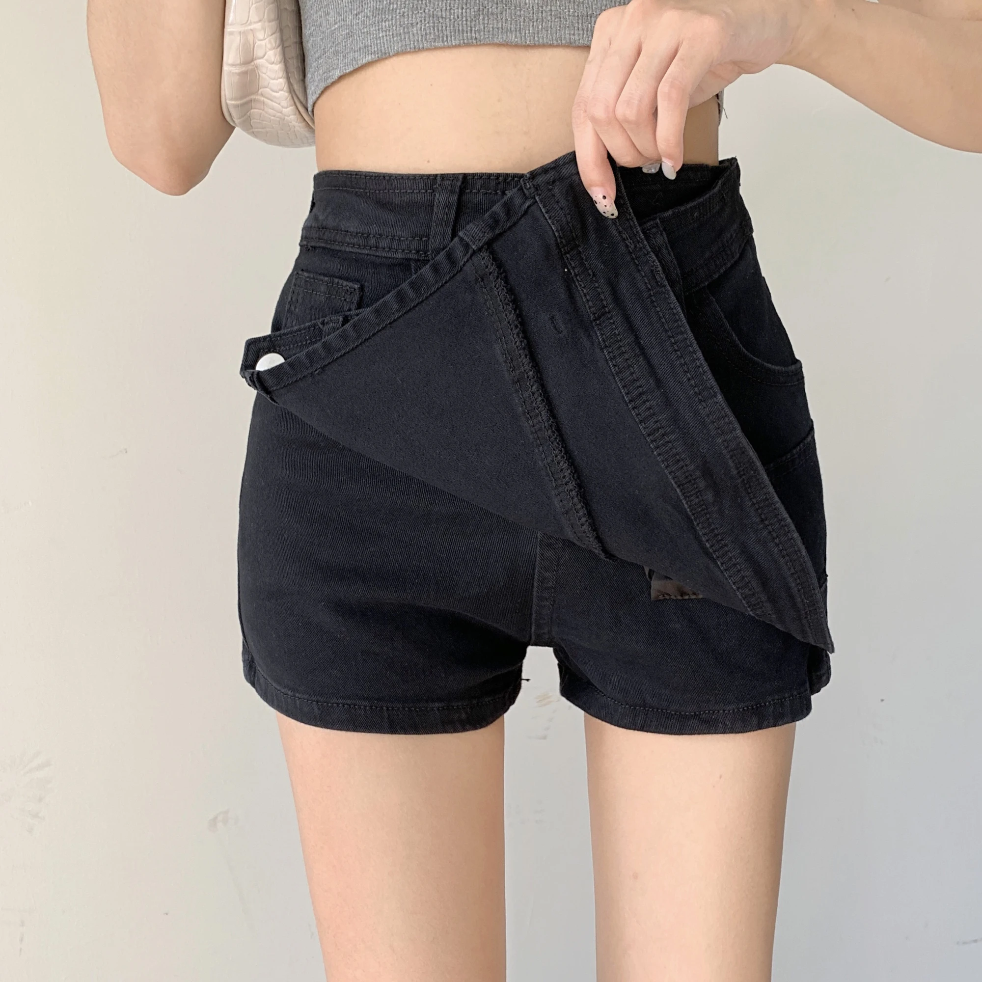 

Chic Irregular Jeans Skirts Shorts Women Plus Size Korean 2021 Summer Beach Streetwear Wide Leg A-line Asymmetrical Denim Shorts
