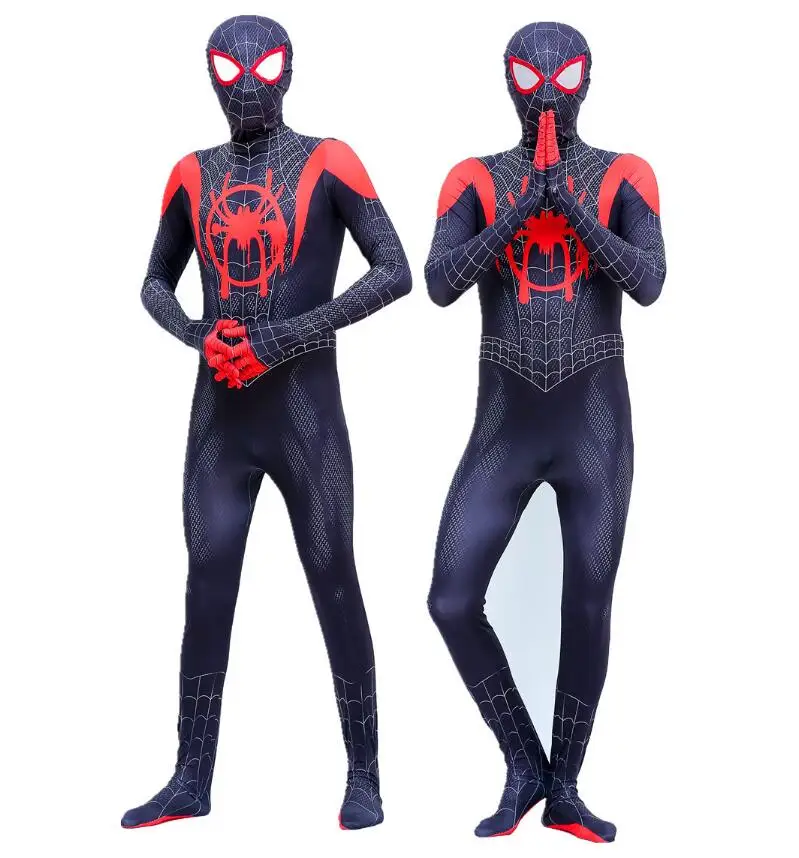 Человек-паук Miles Morales маска боди костюм зентай Черный Человек-паук супер герои Хэллоуин косплей костюмы для мужчин K