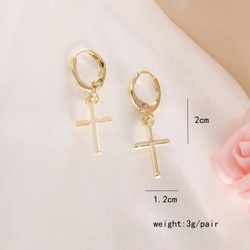 Luokey Simple Rose Gold Cross Earrings For Women 3 Colors Female Charm Huggie Hoops Minimalist Jewelry Accessories 2020 | Украшения и