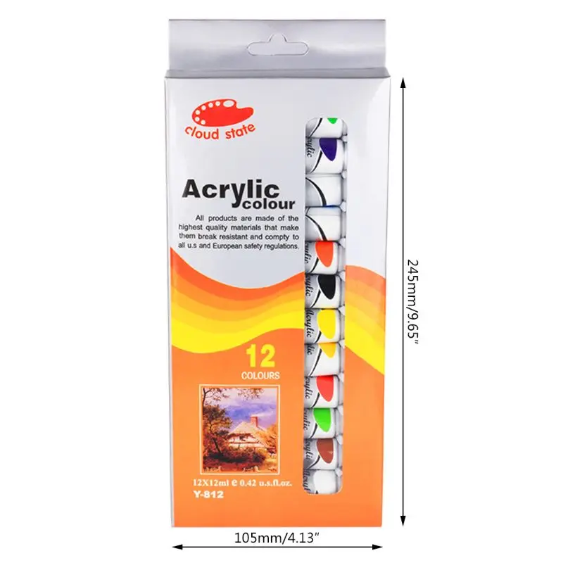 

12 x 12ml Heavy Body Colors Rich Pigments Acrylic Paint Set for Painting Canvas Crafts