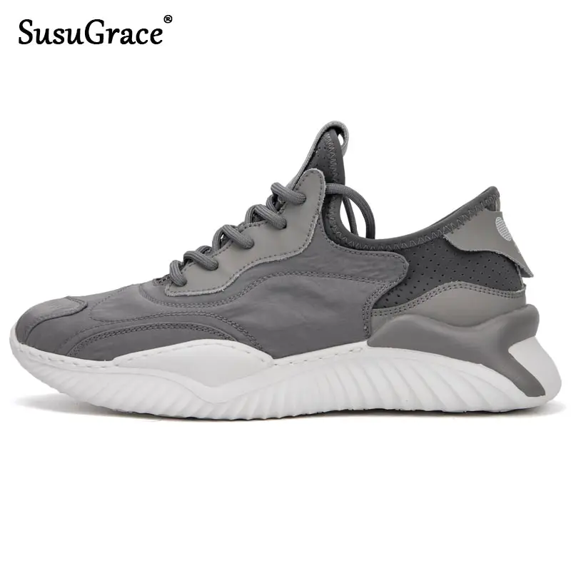 

SusuGrace Quality Men's Sneakers Summer Men Ice Silk Running Shoes Breathable Lightweight Lace-Up Outside Sport Walking Footwear