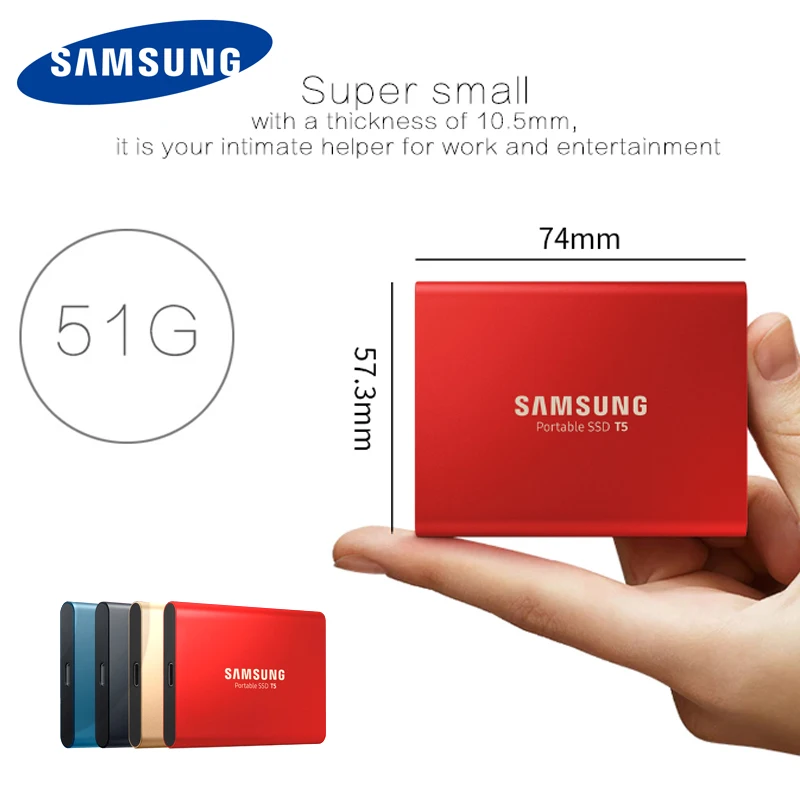 SAMSUNG SSD 500GB ТБ T5 внешний твердотельный диск USB3.1 HDD Type C портативный для
