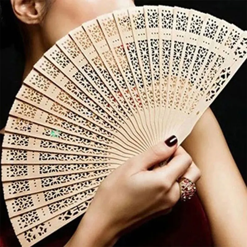 Engraved Wood Folding Hand Fan Wooden Fold Fans Wedding Party Gift Home Decor Children Princess Lady Show Performance Tools | Дом и сад
