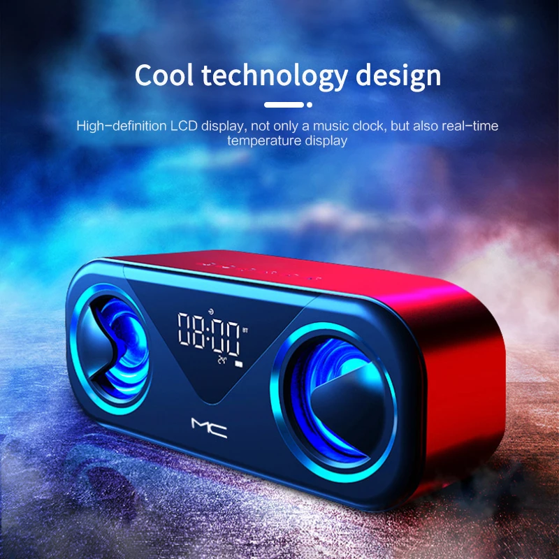 Smart LED Alarm Clock Speaker Portable Wireless Bluetooth-compatible for TF Card AUX USB Atmosphere Light | Электроника