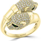 Роскошные модные золотые кольца в форме головы леопарда с зелеными глазами и фианитами, инкрустированные камнями в стиле панк, модные ювелирные изделия, подарок для вечеринки, кольцо с животным