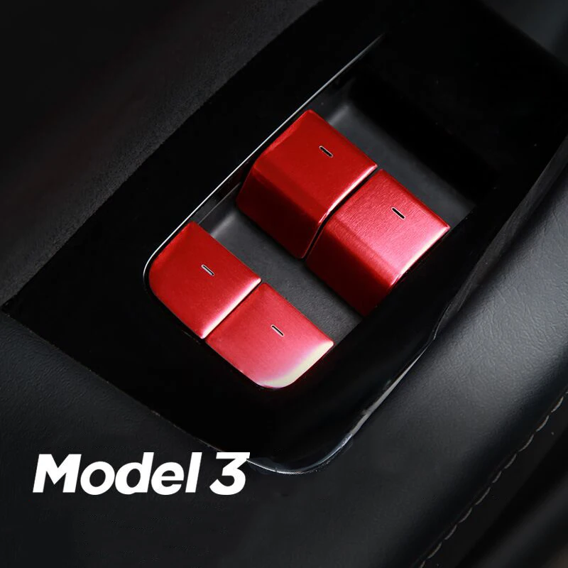 Панель управления автомобильными окнами кнопка крышка наклейка из сплава для Tesla