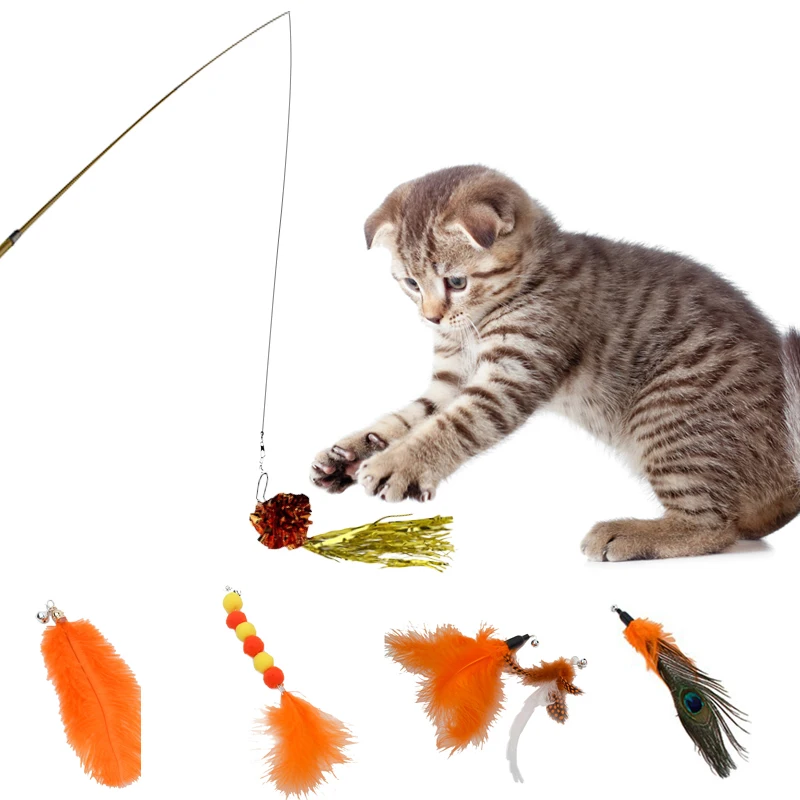 

new variety colors funny feature cat stick three-section telescopic cat stick suit tickle cat supplies cat toys shooting prop