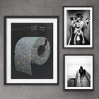 Современные Сексуальные фотообои для туалета, плакаты с изображением девушки, девушки, питьевой ванной, модные черные и белые бумажные украшения для дома