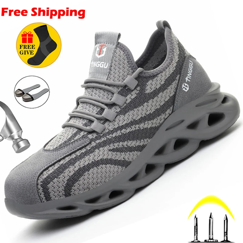 

New Work Safety Boots Steel Toe Shoes Safety Boots Indestructible Sneakers Male Work Shoes Lightweight Safety Shoes Men Boots
