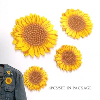 4pcsset fashion iron on patches for clothing sunflower embroidery ironing applique parches sticker for bags backpack jeans