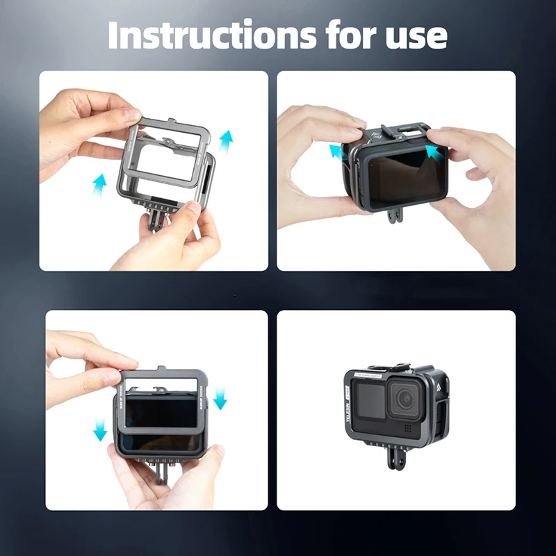 

TELESIN Aluminium Alloy Frame Case For GoPro 9 Double Clod Shoe With Charging Port For GoPro Hero 9 Black Camera Accessories