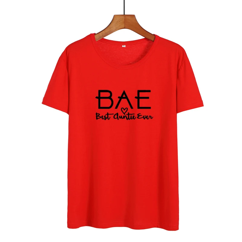 

BAE Best Auntie Ever Birthday Gift Tshirt Fashion Letter Cotton Women T-shirt Short Sleeve Top Tees Plus Size Round Neck Shirts