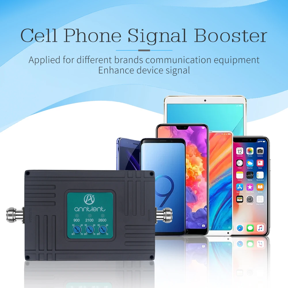 2G 3G 4G LTE Cell Phone Signal Booster Cellular 900/2100/2600MHz Home Office Mobile Amplifier Repeater Kit Boost Voice Data enlarge