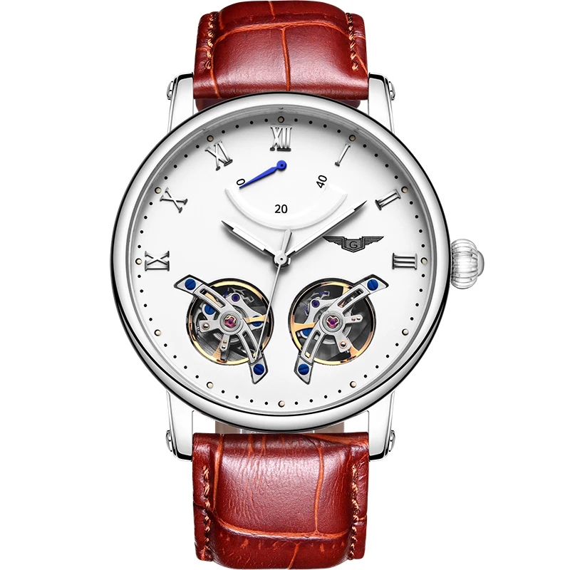 GUANQIN, двойные Tourbillon, автоматические часы, Роскошные, Relogio Masculino, водонепроницаемые, спортивные, брендовые, мужские, механические часы, наручные часы