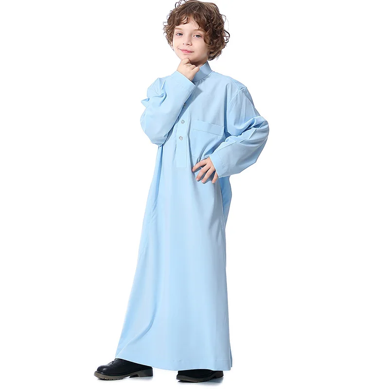 

Eid Mubarak Muslim Islamic Youth Clothing With Buttons Loose Saudi Arabia Oman Children's Robe Morocco Egypt Boys Prayer Clothes