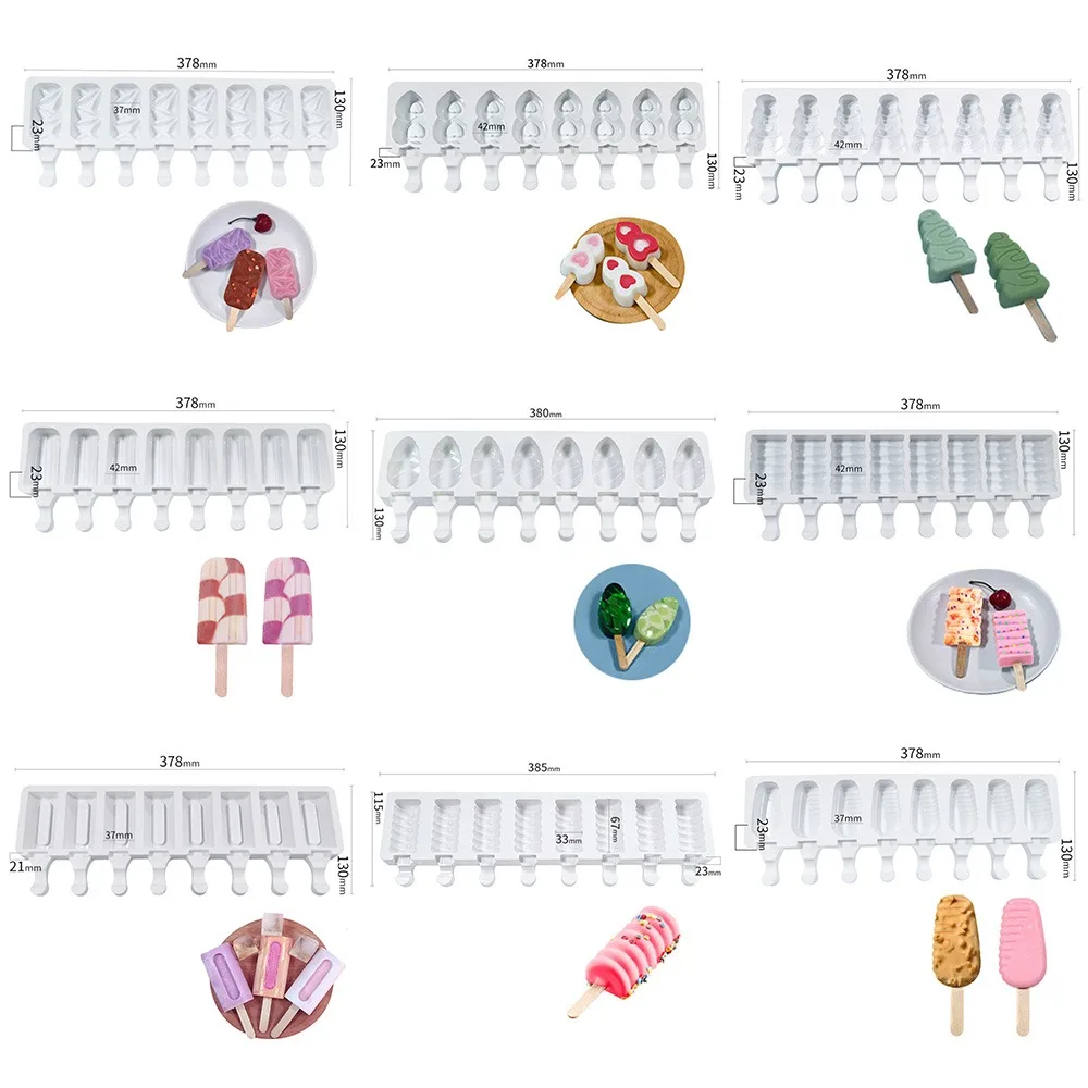 

8 Cell Silicone Ice Cream Mold DIY Homemade Popsicle Molds Freezer Juice Ice Tray Popsicle Barrel Maker Mould 2021
