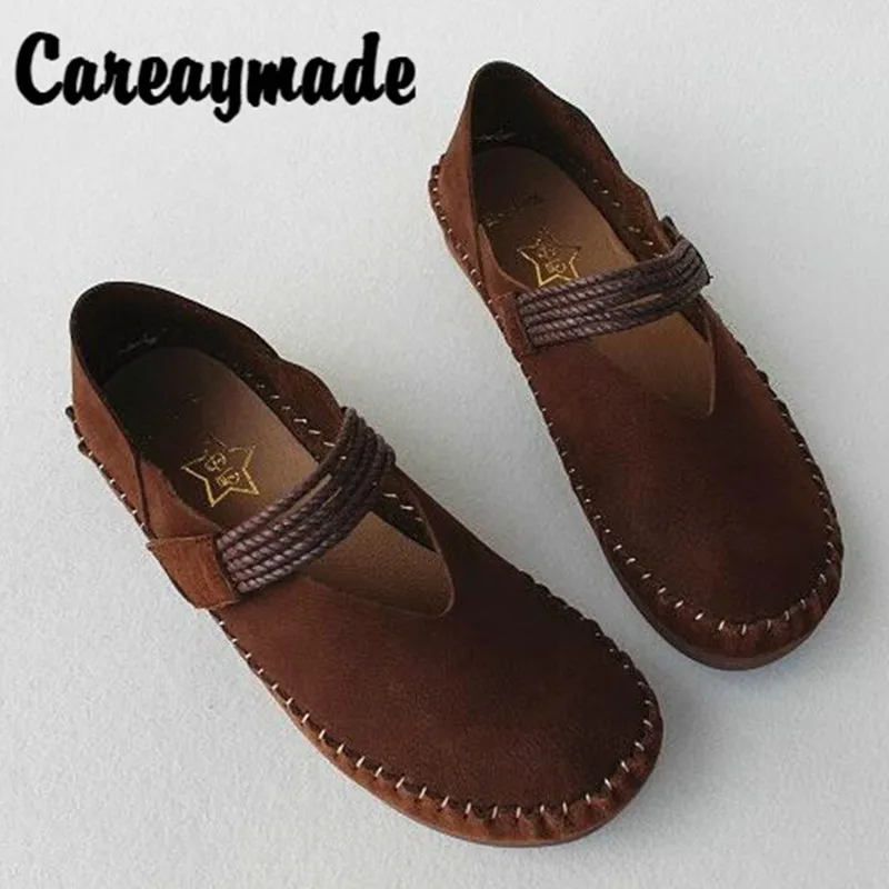 

Careaymade-New Japanese Series Women's Shoes Air-permeable Comfortable Flat-soled Handmade Cowhide Shoes Literary Single Shoes