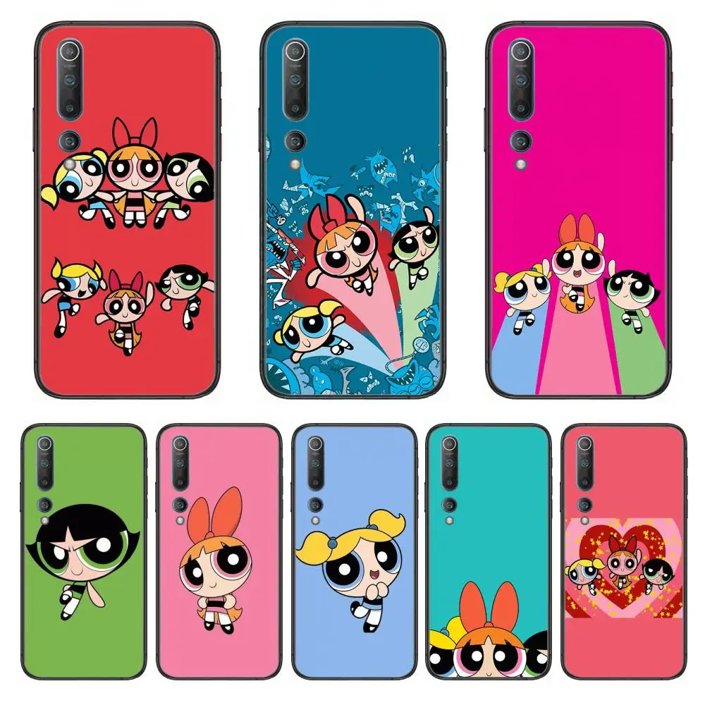 

Power Cute Puff Girl Phone Case For xiaomi mi11 5g 10 liti Ultra 9Pro SE 3 8 Note Anime Black Cover Silicone Back Pretty tpu