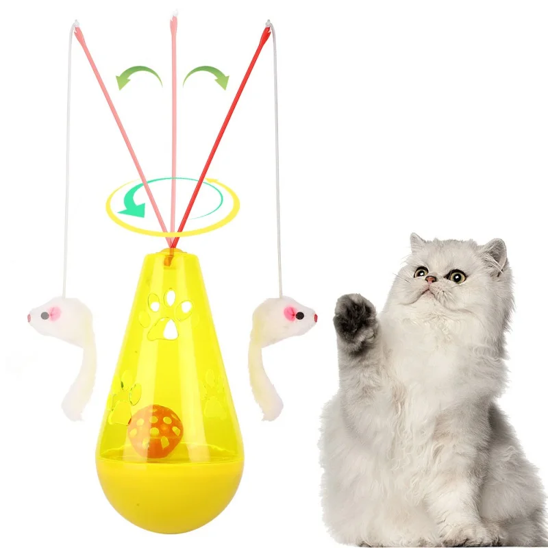 

Игрушка-кружка для кошек, забавная интерактивная игра Дразнилка для кошки, игрушки для кошек, пищащий колокольчик, игрушки, палочки с мышкам...