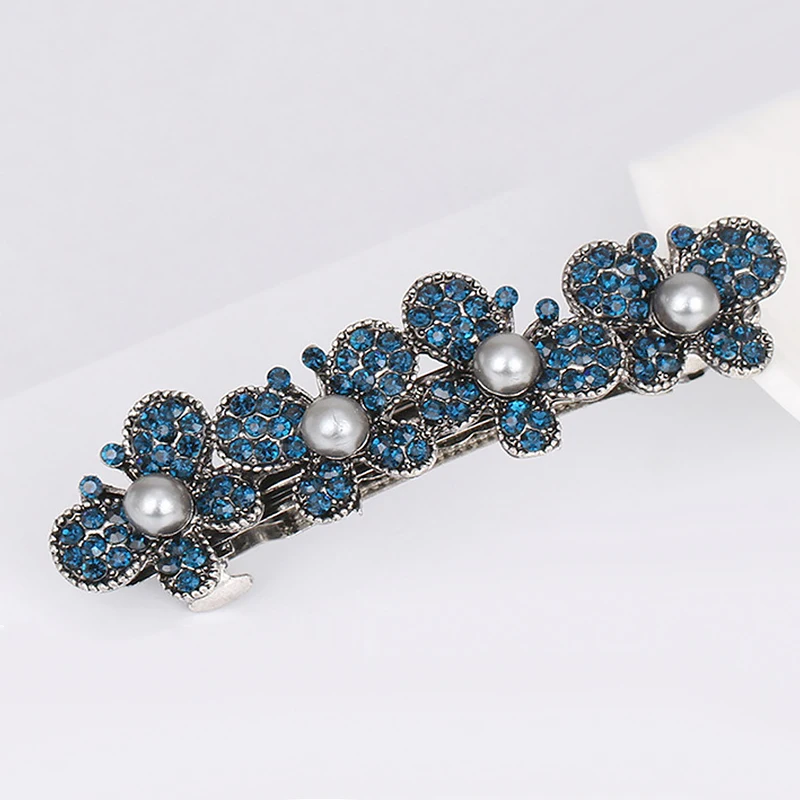 

Fashion Crystal Hairpins For Women Pearl Rose Flower Hair Bows With Silver Color Clips Rhinestone Hair Barrettes Jewelry Gifts