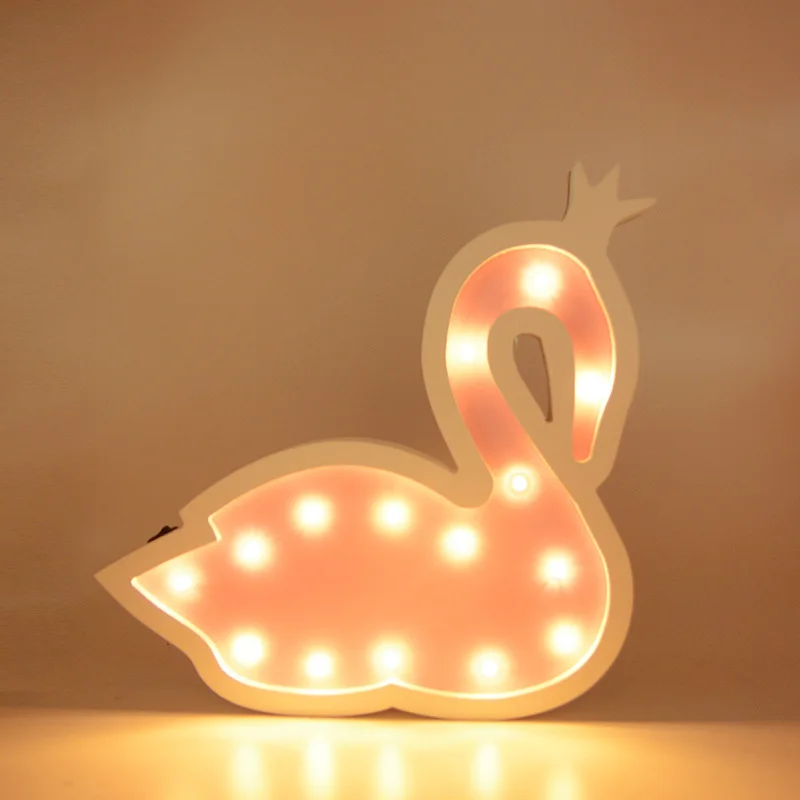 Деревянная настольная лампа в форме лебедя светодиодный ночник для детей