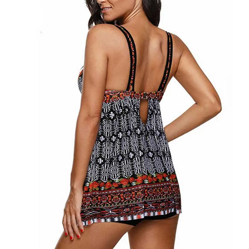 2019 цветочный Танкини с принтом купальники женское купальное платье плюс размер