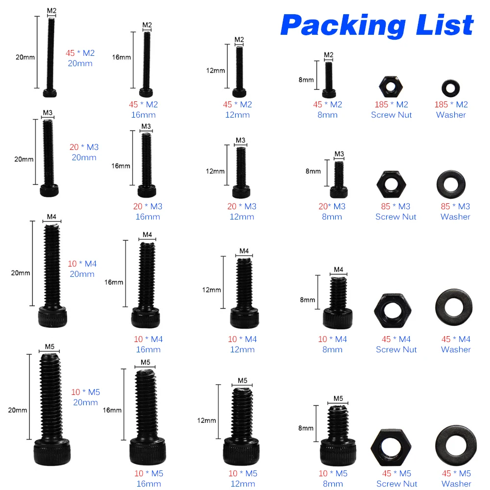 1060 шт углеродистая сталь головка цилиндра шестигранный комбинированный болт M2 M3