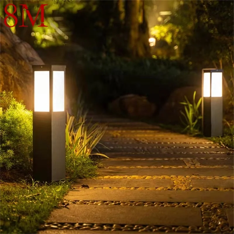

8M Black Outdoor Lawn Lamp Modern LED Light Waterproof IP65 for Home Villa Path Garden