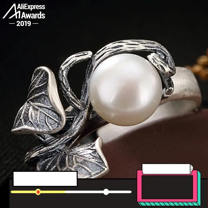 Кольцо в стиле барокко из серебра 925 пробы с натуральным пресноводным