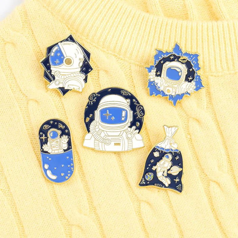 

Custom Space Universe Explore Planet Stars Brooches Shirt Lapel Badge Bag Jewelry Gift For Kids Astronaut Enamel Pins