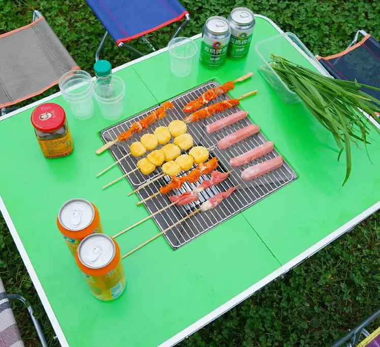 

2018Outdoor 30 Seconds Fast Folding Aluminum Fire-proof Panel Table Stove Grill Portable Barbecue Loading 50kg Be Used for 5 Men