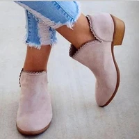 womens ankle boots 2020 autumn women elegant lace leather low heels women casual female shoes plus size